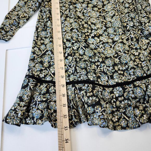 Free People Black Floral Mini Dress Long Sleeve Ruffle Boho NWT $128 Size 2 - Picture 13 of 15